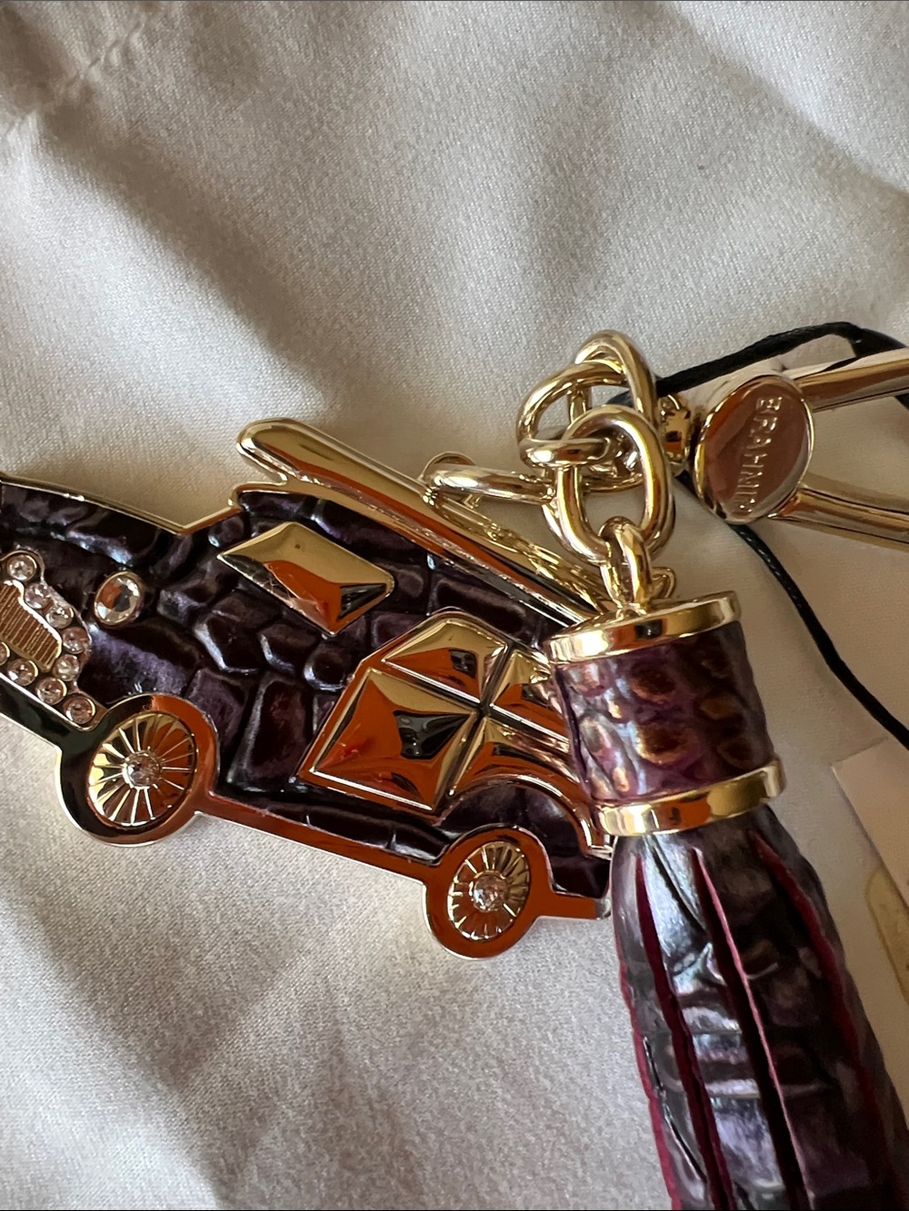 Brahmin Charm Copa Fig Jam tassel key fob NWT